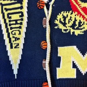 Gilet Pull Vintage Michigan Wolverines - Cardigan Bleu - Taille M - NEUF RARE